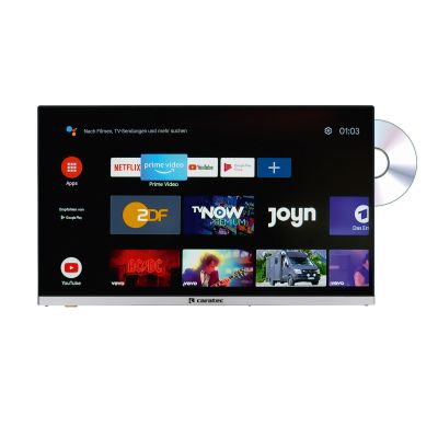 Caratec Vision CAV220X-DB.SB 55cm (22") Weitwinkel TV mit DVB-T2 HD, DVB-S2 HD, DVD-Player, Bluetooth und Smart TV Stick
